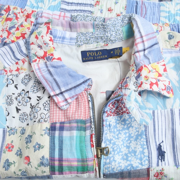 NWT Polo Ralph Lauren Women's Patchwork Quilted Cotton Linen Full Zip Jacket, M - Picture 8 of 8